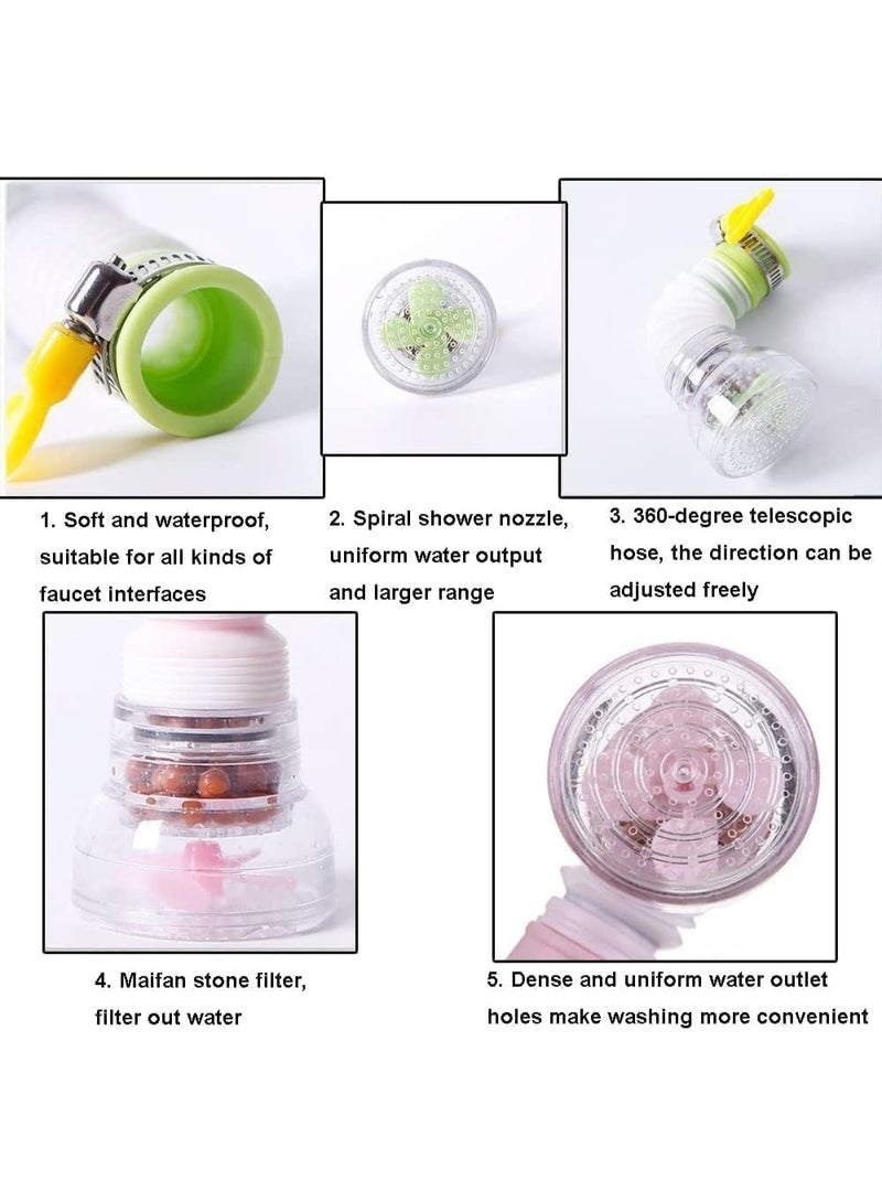 360° Rotating Faucet Nozzle Water Filter 3-Pack Sprayer Faucet Water Saver Pressurized Shower Faucet Accessory Household Kitchen Faucet Filter Silicone Extender Clean - Image 5